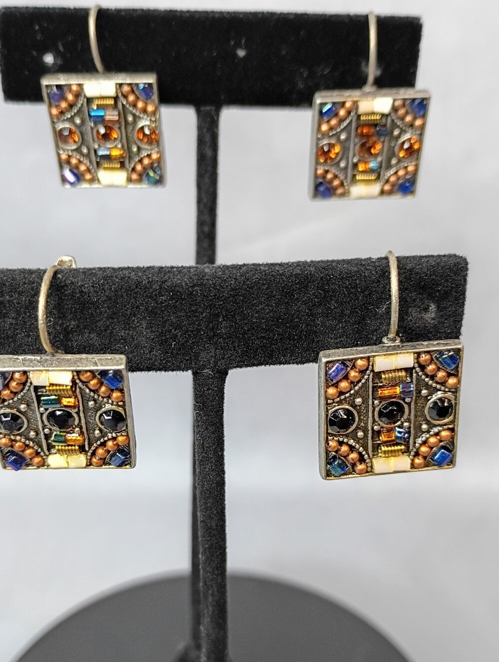 Multicolor Square Drop Earrings